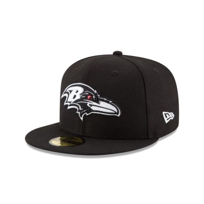 Black Baltimore Ravens Hat - New Era NFL 59FIFTY Fitted Caps USA8693027